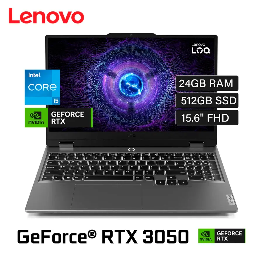 LAPTOP LENOVO LOQ 15IAX9 INTEL CORE I5-12450HX RAM 24GB DDR5 SSD 512GB NVME NVIDIA RTX 3050 6GB 15.6_ FULL HD .webp