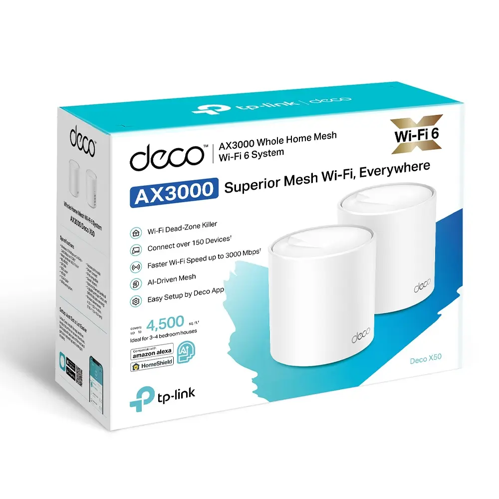 [Deco X50(2-pack)] AX3000 Whole Home Mesh Wi-Fi 6 System TPLINK 2-PACK