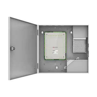 Controlador de Acceso 4 Puerta Administrable en la Nube con HikConnect Teams / Interfaz Web / 2 Lectores de Huella o Tarjeta / 100,000 Tarjetas / 10,000 Huellas / Incluye Gabinete y Fuente de Alimentación